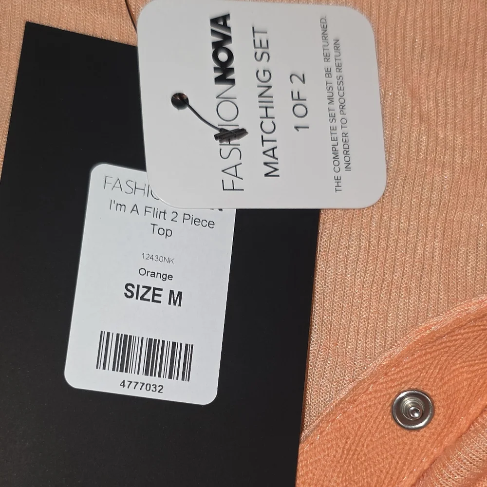 Fashion Nova I'm A Flirt 2-Piece Orange Ruched Top Set Size M NWT - Picture 9 of 13